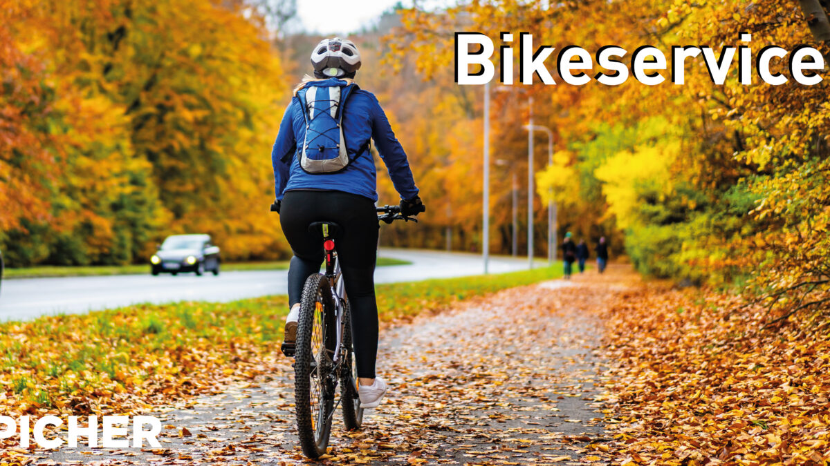 Radfahrer im Herbst